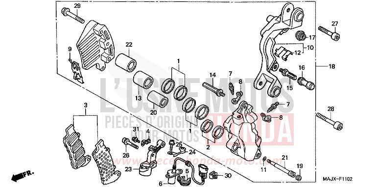 BREMSSATTEL, L. VORNE (ST1100A) von Pan-European ABS CANDY GRACEFUL RED-U (R151) von 2000